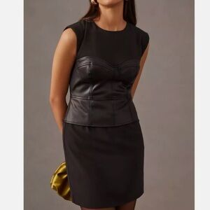 Anthropologie Maeve Faux Leather Bustier Dress 👗